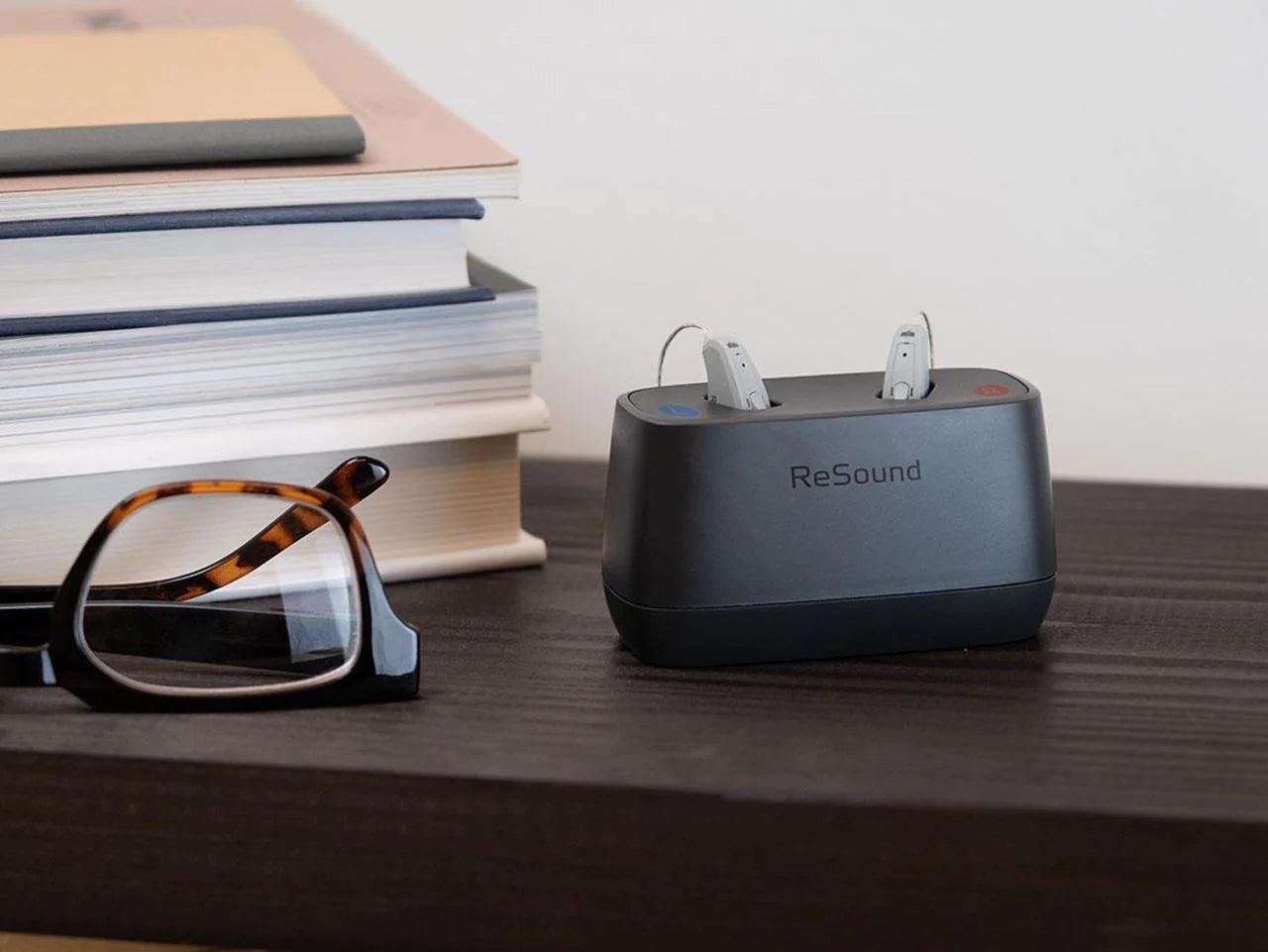 Hearing aid guide with product and spectacles