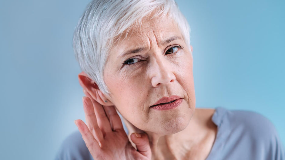 hearing aid online - image of hard of hearing women